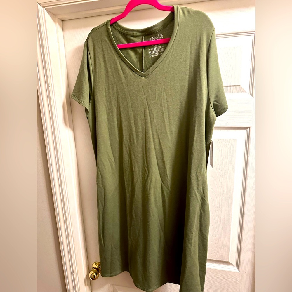 Time & Tru army green tshirt dress XXXL fits like 2XL NWT